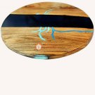 Epoxy Resin Coffee Table Live Edge Walnut Round River Dining Desk Furniture Deco