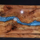 Live Edge Blue Resin River Antique Dining Center Table Top Handmade Interior Top