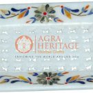 4"x3" Marble Handmade Soap Dish Bar Lapis Inlay Floral Design Thanksgiving Gift