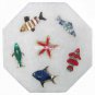 6" Marble Tile Rare Marquetry Star Fish Design Inlay Veterans Day Decorative