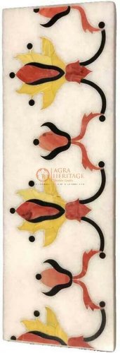 12"x4" Marble Wall Decor Tile Inlaid Italian Marquetry Gemstone Veterans Gifts