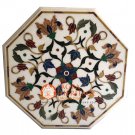 24"x24" Inch White Marble Coffee Table Top Arts Marquetry Outdoor Decor E534