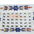 6"x4" Marble Handmade Filigree Soap Dish Bar Lapis Floral Art Bathroom Decor Art
