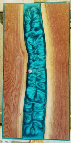 Epoxy Resin River Handmade Amazing Blue Dinning Table Top Live Edge Wood Style