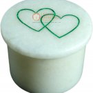 2"x2" Marble White Ring Trinket Box Heart Shape Malachite Stone Columbus Gifts