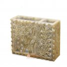 3" Soapstone Pen Storage Holder lattice Elephant Inlaid Design Office Desk Deco 3" Soapstone Pen Storage Holder lattice Elephant Inlaid Design Office Desk Deco