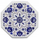 Marble Small Coffee Table Top Lapis Lazuli Marquetry Inlay Housewarming Gift