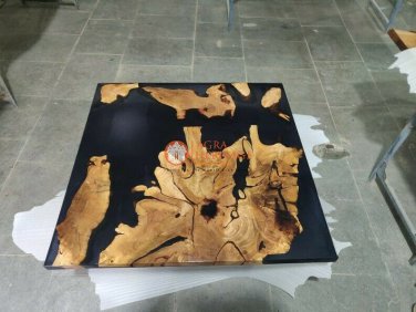 Epoxy Resin Coffee Table Live Edge Walnut Black River Dining Desk Patio Decor