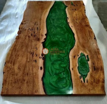 Solid Wood Custom Table Modern Living Room Luxury Green Resin River Furniture