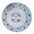 White Marble 12" Small Coffee Table Top Mother of Pearl Malachite Inlay Decor