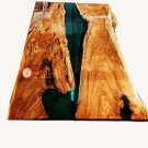 Deep Green Resin River Dining Table Tops Handmade Luxury Furniture Living Decor