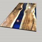 Blue Resin Walnut Restaurant Luxury Dining Table Top Live Edge Design Patio Deco