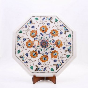 14" Marble Console Table Top for Sale Carnelian Maruqtery Floral Art Garden Deco