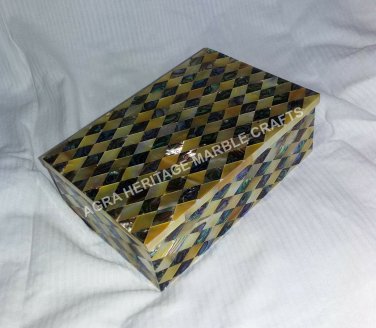 6"x4"x2" Marble Custom Jewelry Box Pauashell Abalone Inlay Decoratie Gift E330