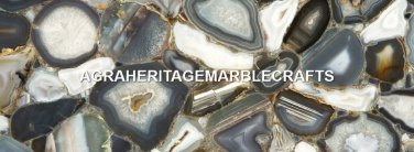 Grey Agate Stone Marble Hallway Side Table Top Antique Decent Garden Decor H5597