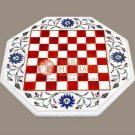 Marble Chess Coffee Table Top Lapis Lazuli Floral Marquetry Inlaid Cafeteria Art