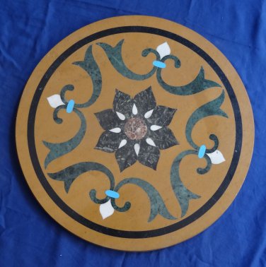 18" Marble Coffee Table Top Handmade Mosaic Inlay Marquetry Art Patio Decorative