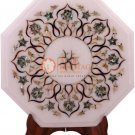 12"x12" Marble White Top Cafeteria Table Mop Inlaid Floral Fine Arts Home Decor