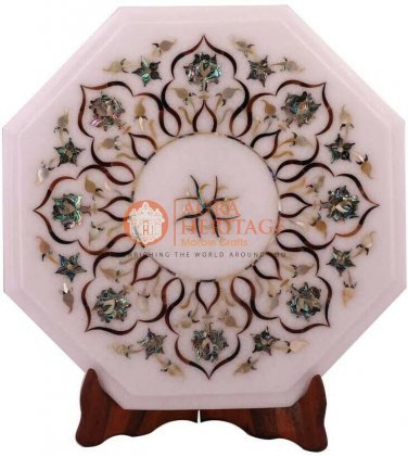 12"x12" Marble White Top Cafeteria Table Mop Inlaid Floral Fine Arts Home Decor