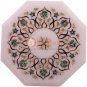 12"x12" Marble White Top Cafeteria Table Mop Inlaid Floral Fine Arts Home Decor