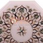 12"x12" Marble White Top Cafeteria Table Mop Inlaid Floral Fine Arts Home Decor