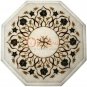 12"x12" Marble White Top Cafeteria Table Mop Inlaid Floral Fine Arts Home Decor