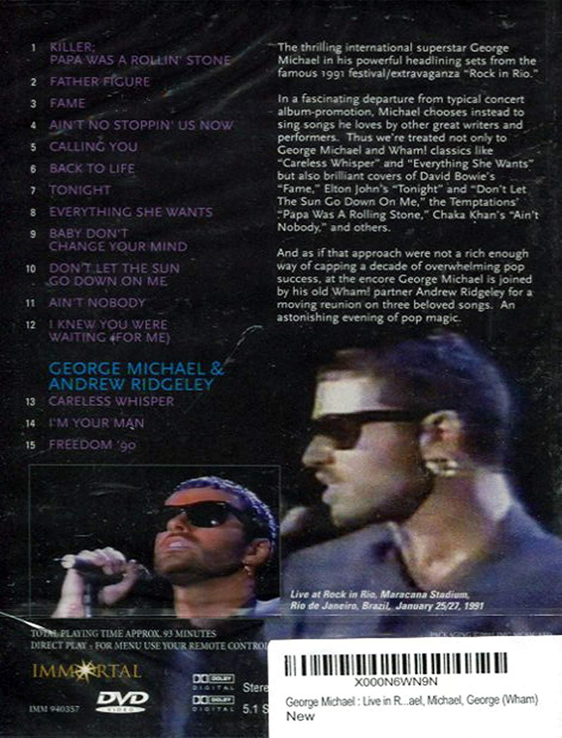 GEORGE MICHAEL LIVE IN RIO DVD