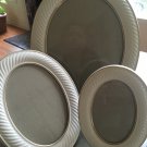 Set of 3 vintage Picture frames oval shape ivory with gold outlines