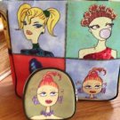 Funny tote for young lady with coin wallet. Vintage, very rare find
