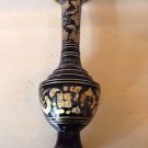 Vintage Beautiful Black And Gold Etched Metal Vase made in India 10" high