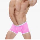 Men's sexy undewear 3pcs mesh gauze transparent boxer briefs underpants Pink #BD117