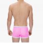 Men's sexy undewear 3pcs mesh gauze transparent boxer briefs underpants Pink #BD117