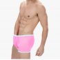 Men's sexy undewear 3pcs mesh gauze transparent boxer briefs underpants Pink #BD117