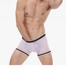 White 3pcs Men's sexy undewear mesh gauze transparent boxer briefs underpants #BD117