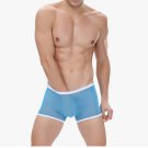3pcs Blue Men's sexy undewear mesh gauze transparent boxer briefs underpants #BD117