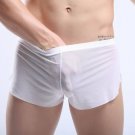 White Men's sexy underwear transparent mesh gauze breathable boxer briefs #M14-3