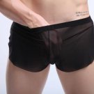 Black Men's sexy underwear transparent mesh gauze breathable boxer briefs #M14-3
