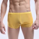 Yellow Men's sexy underwear transparent mesh gauze breathable boxer briefs #M14-3