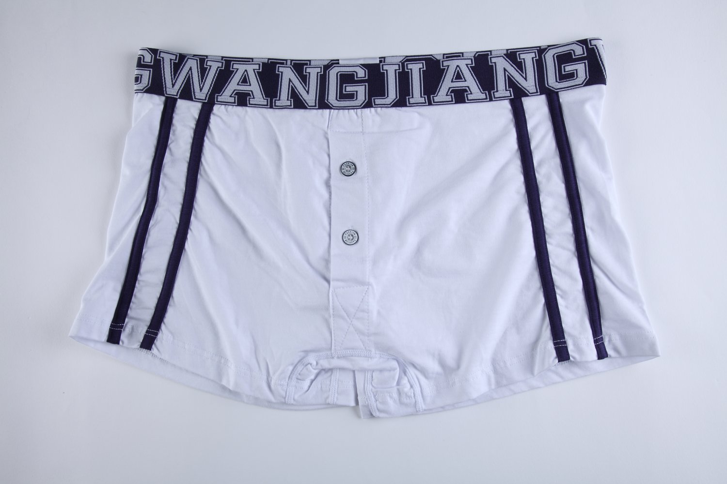 #5006PJ White Men's underwear cotton U bag 3D pouch low rise buttons opening underpants boxer briefs