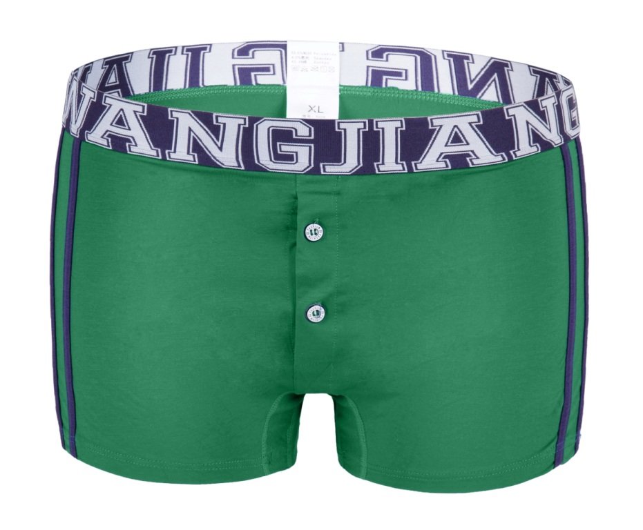 #5006PJ Green Men's underwear cotton U bag 3D pouch low rise buttons opening underpants boxer briefs