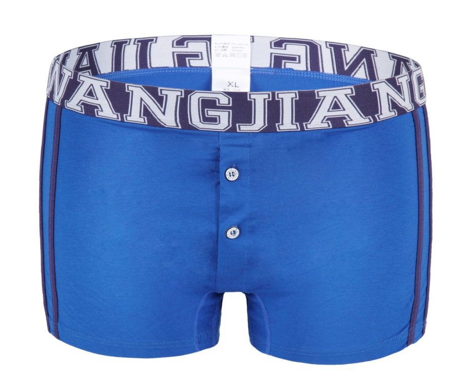 #5006PJ Royal Blue Men's underwear cotton 3D pouch low rise buttons opening underpants boxer briefs