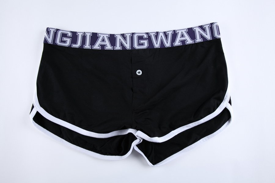 #5006DK Black Wangjiang men's underwear cotton U bag pouch button opening underpants boxer briefs