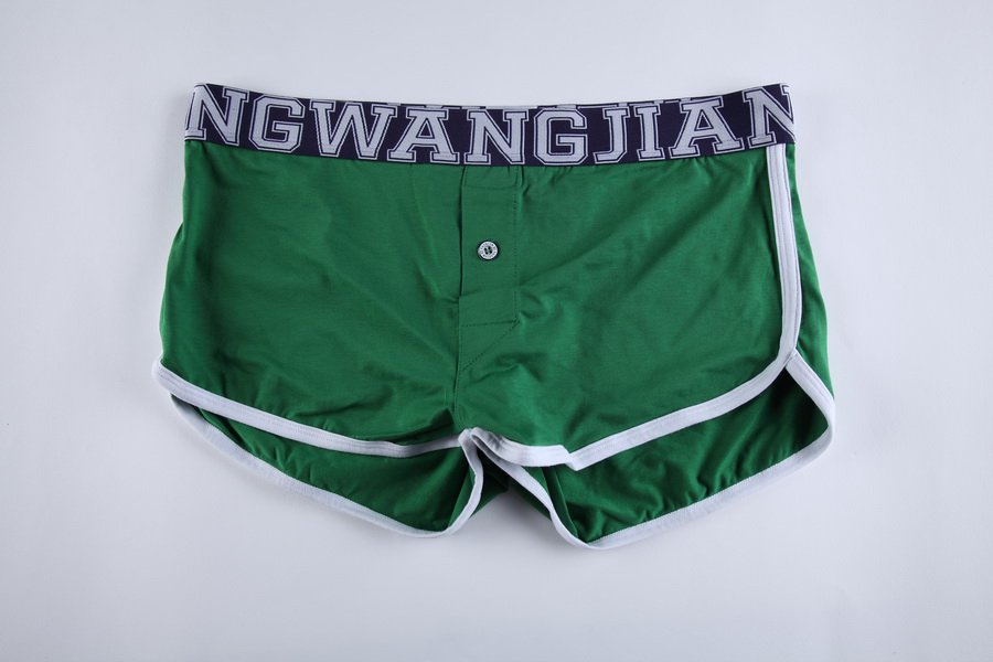 #5006DK Green Wangjiang men's underwear cotton U bag pouch button opening underpants boxer briefs
