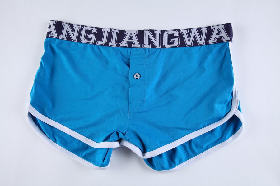 #5006DK Blue Wangjiang men's underwear cotton U bag pouch button opening underpants boxer briefs
