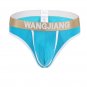 Wangjiang 3PK Men's sexy underwear ice silky thong g-string underpants Blue #5008DK