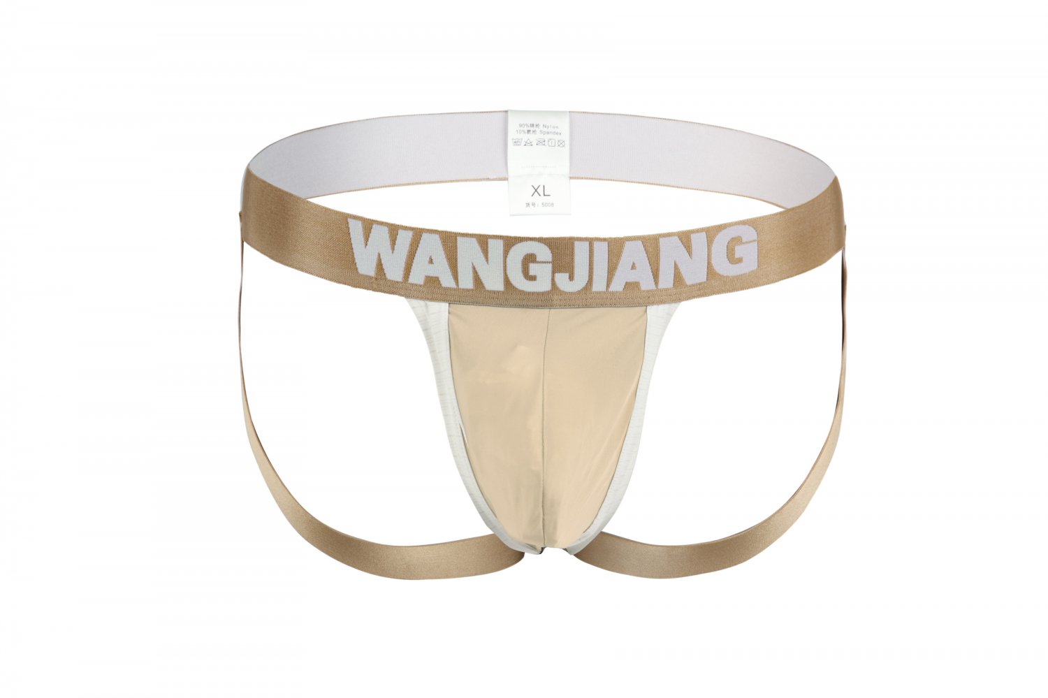 #5008SD Beige Wangjiang brand Gay Men's sexy underwear U bag pouch double thongs g-string t-strings