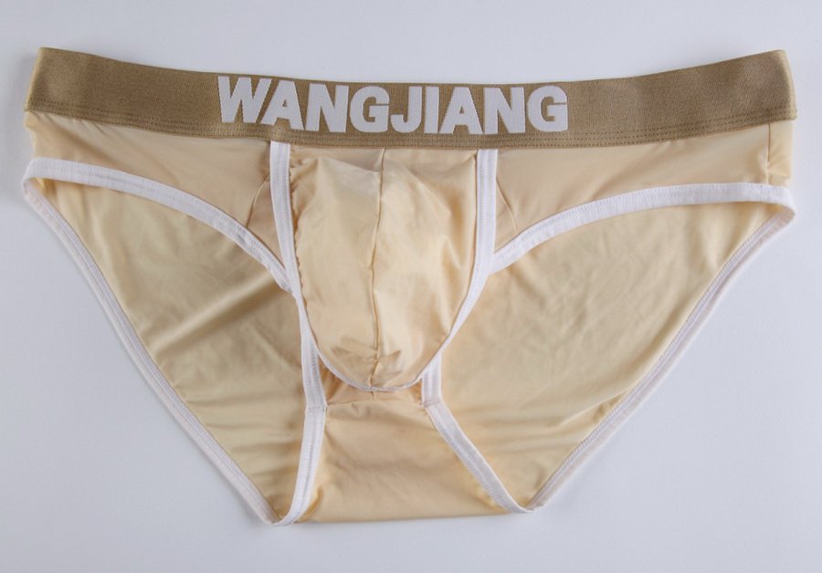 #5008SJ Beige Wangjiang brand men's underwear ice silky U bag pouch underpants briefs panties cuecas