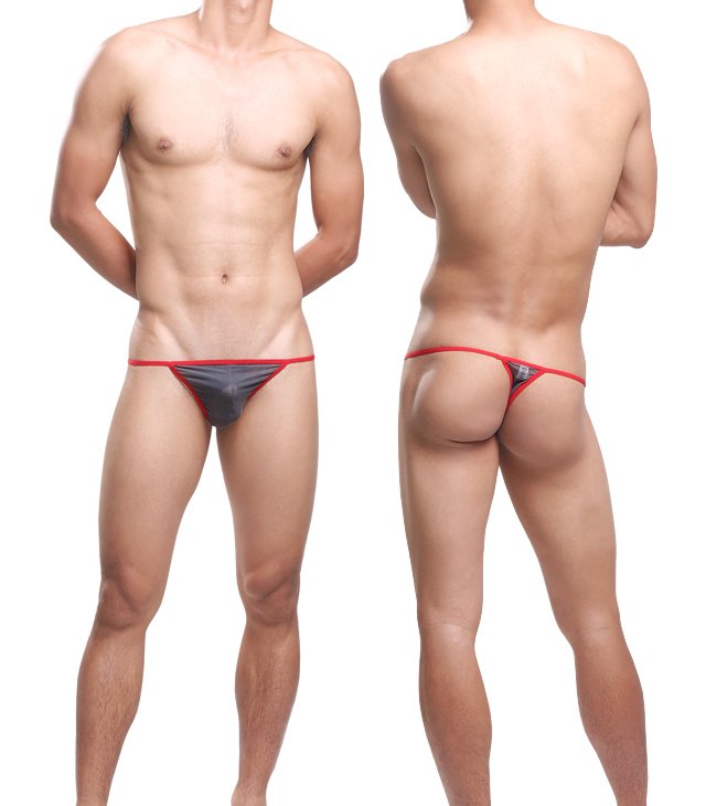 #11006 Gray Uzhot one size sexy men underwear mesh transparent U bag thongs t-strings g-strings