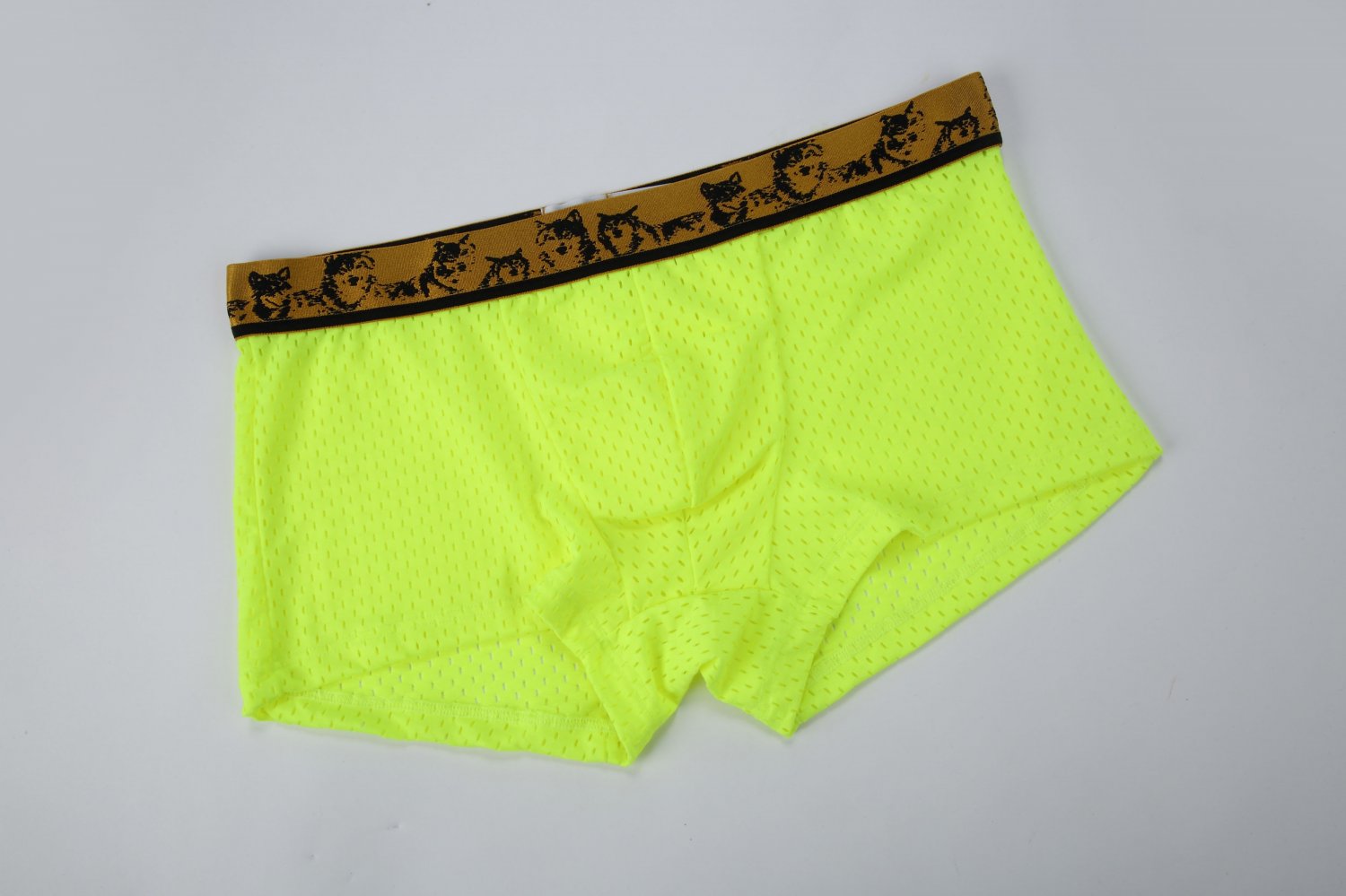 #3016PJ Green Men's sexy underwear Wangjiang mesh perforated boxer briefs underpants