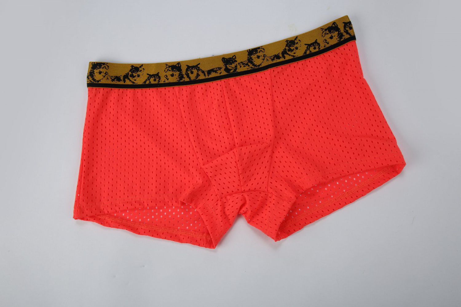 #3016PJ Red Men's sexy underwear Wangjiang mesh perforated boxer briefs underpants